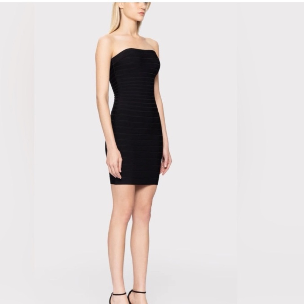 Herve Leger Womens Black Strapless Mini Dress banded BLD party‎ cocktail